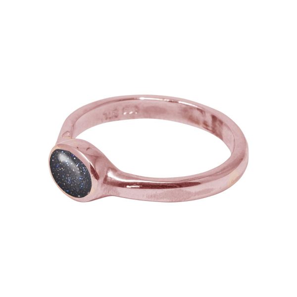 Rose Gold Blue Goldstone Oval Ring