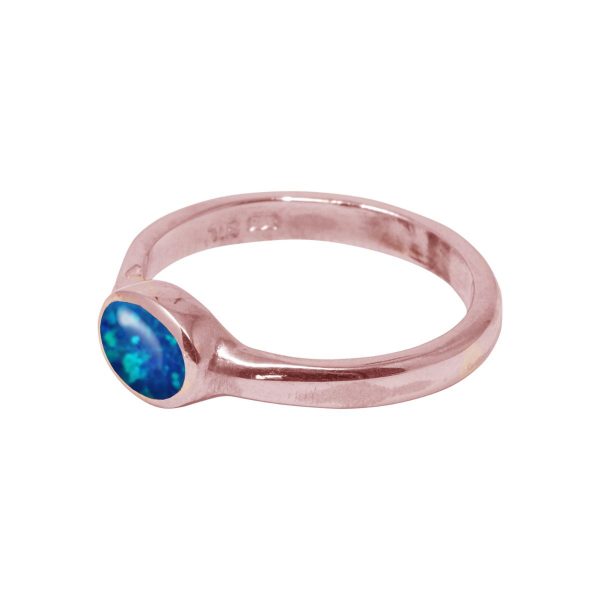 Rose Gold Cobalt Blue Opalite Oval Ring