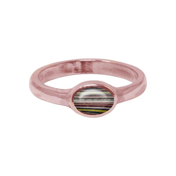 Rose Gold Fordite Oval Ring