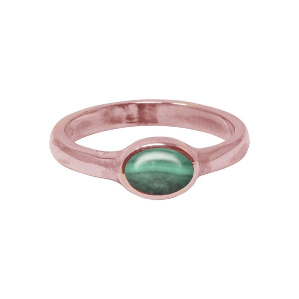 Rose Gold Malachite Oval Ring