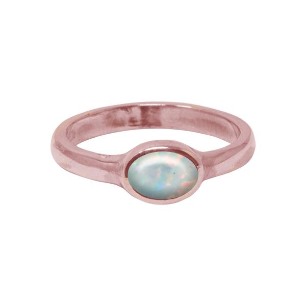 Rose Gold Opalite Sun Ice Oval Ring