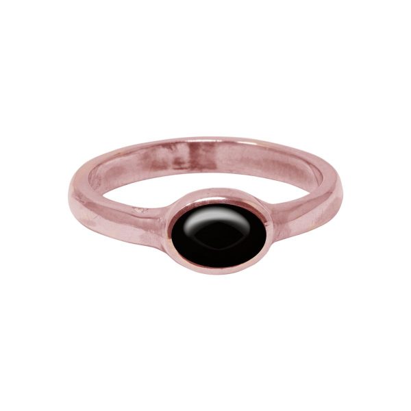 Rose Gold Whitby Jet Oval Ring