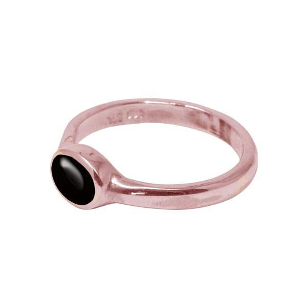 Rose Gold Whitby Jet Oval Ring