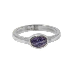 Silver Blue John Oval Stone Ring