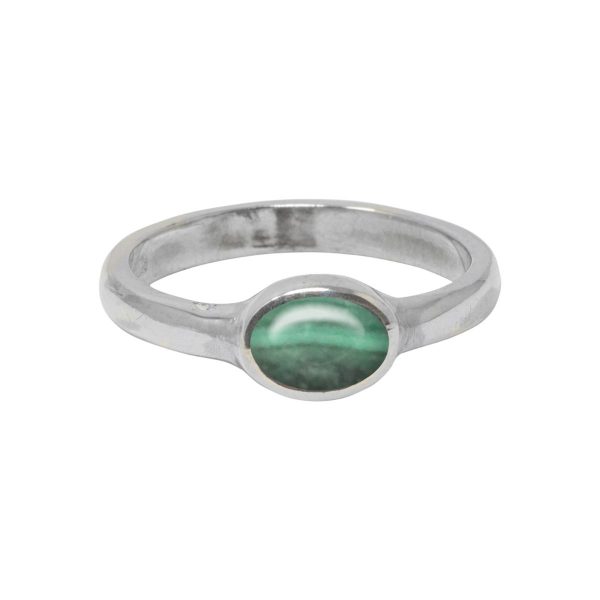 Silver Malachite Oval Ring