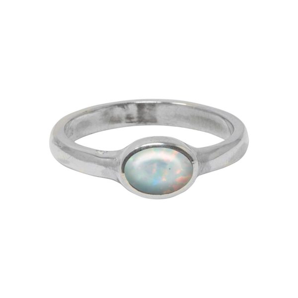 Silver Opalite Sun Ice Oval Ring