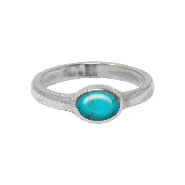 Silver Turquoise Oval Ring