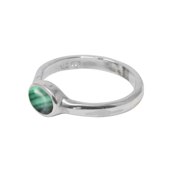 White Gold Malachite Oval Ring