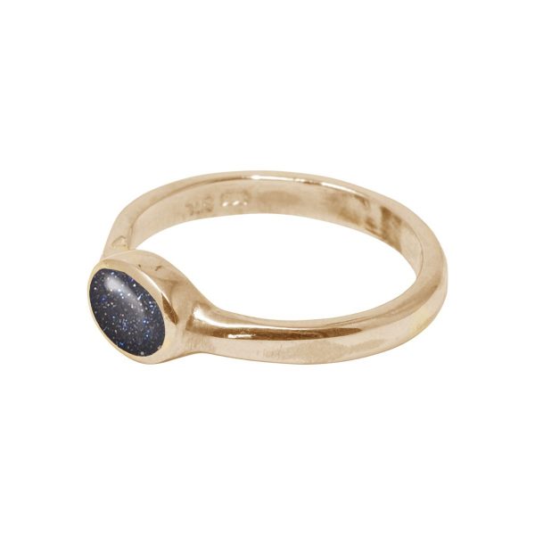 Yellow Gold Blue Goldstone Oval Ring