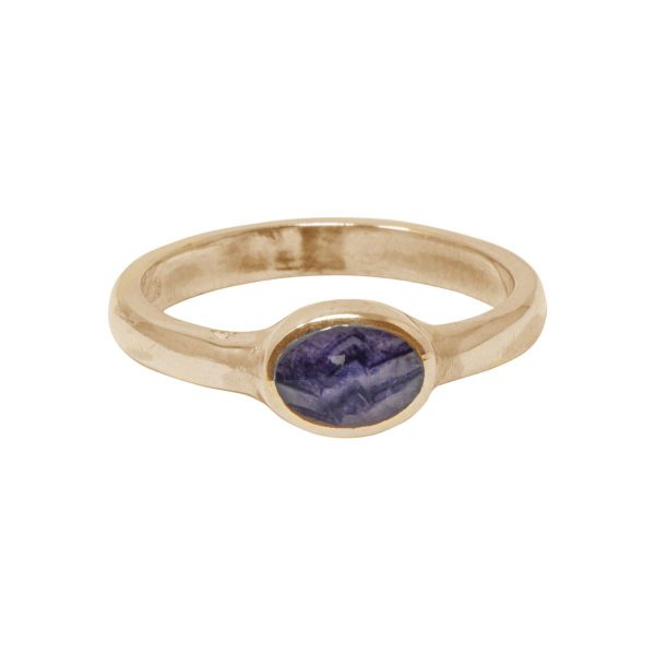 Yellow Gold Blue John Oval Ring