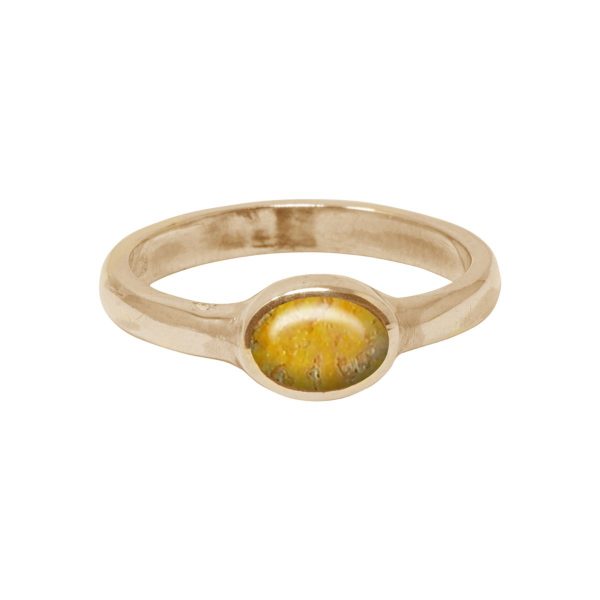 Yellow Gold Bumblebee Jasper Oval Ring