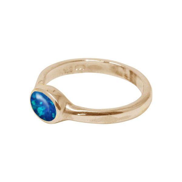 Yellow Gold Opalite Cobalt Blue Oval Ring