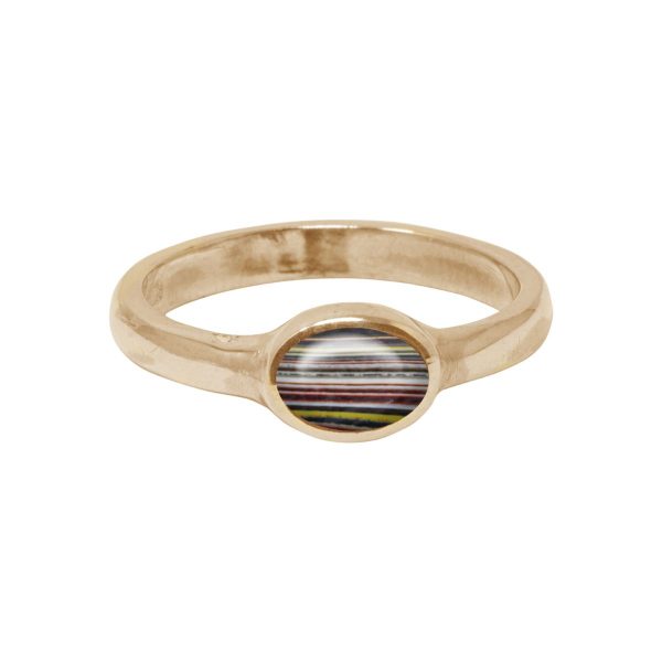 Yellow Gold Fordite Oval Ring