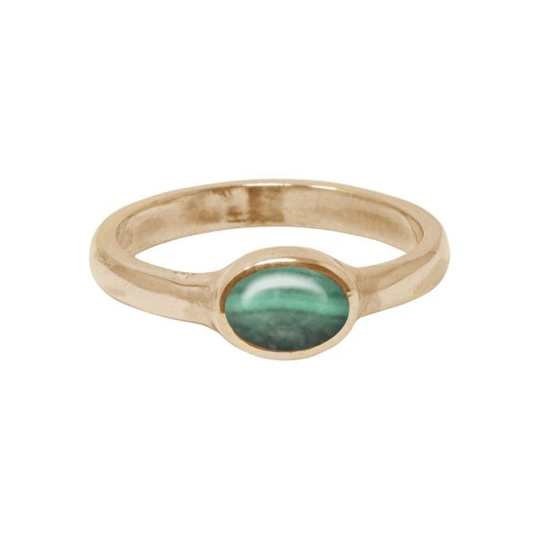 Yellow Gold Malachite Oval Ring