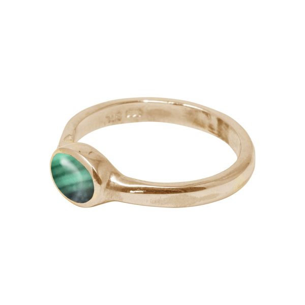 Yellow Gold Malachite Oval Ring