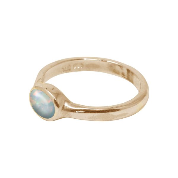 Yellow Gold Opalite Sun Ice Oval Ring