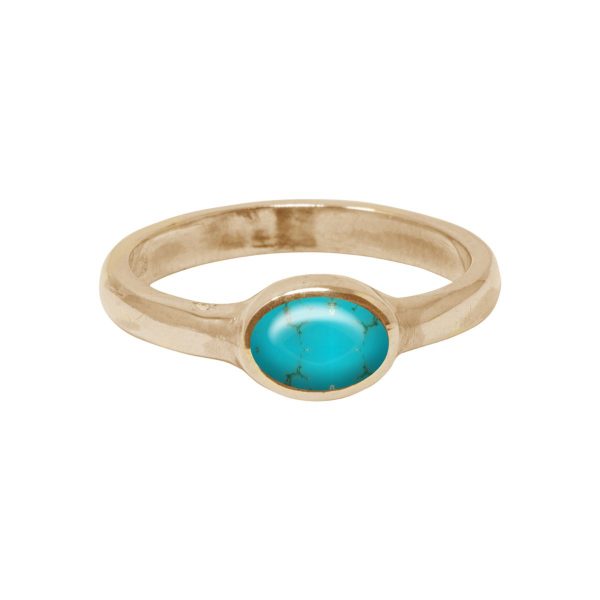 Yellow Gold Turquoise Oval Ring