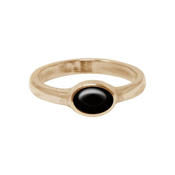 Yellow Gold Whitby Jet Oval Ring