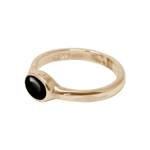 Yellow Gold Whitby Jet Oval Ring