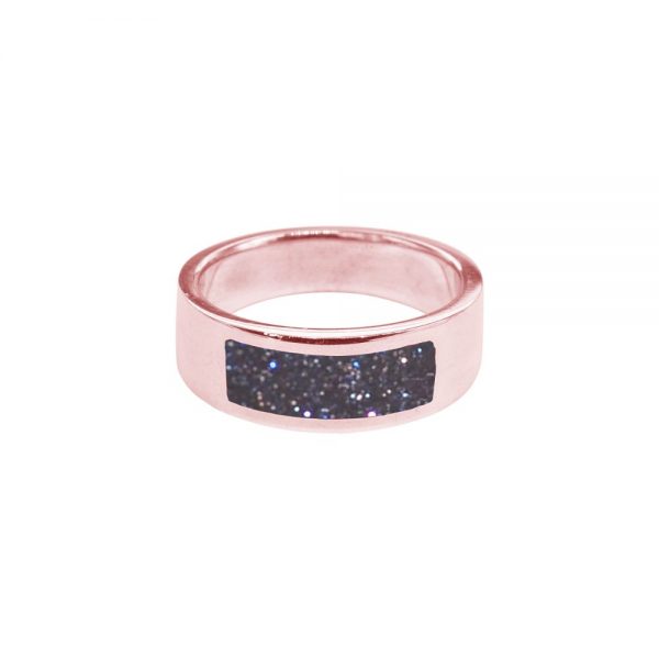 Rose Gold Blue Goldstone Band Ring