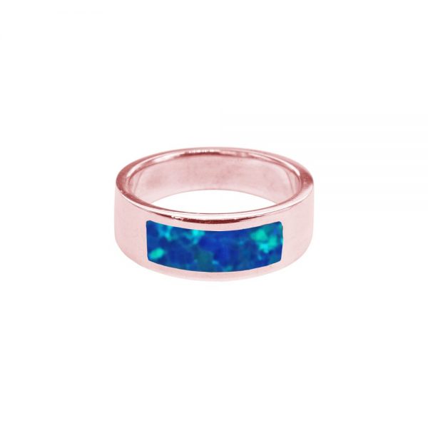 Rose Gold Opalite Cobalt Blue Band Ring