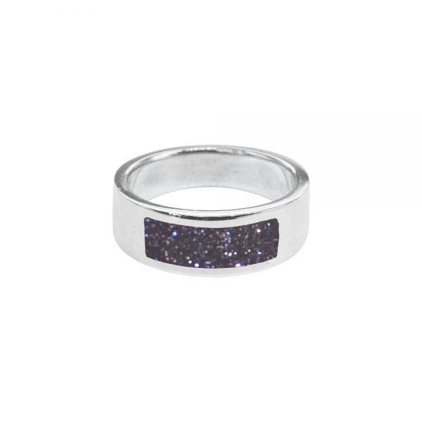 Silver Blue Goldstone Band Ring