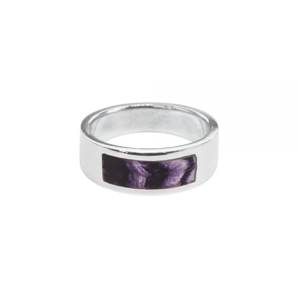 Silver Blue John Band Ring