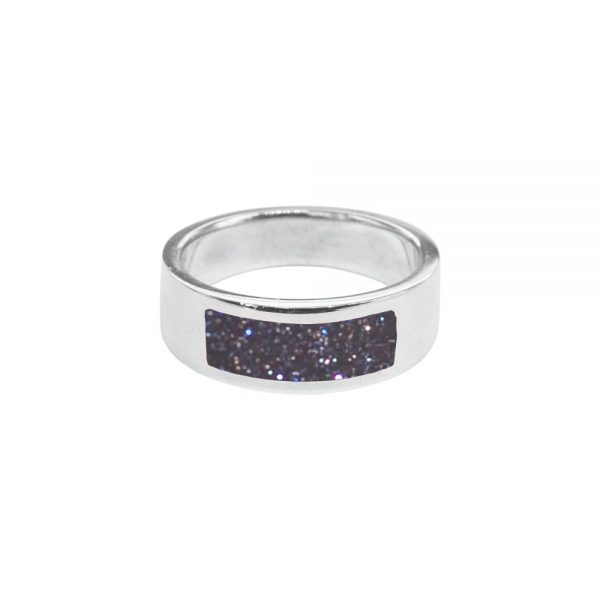 White Gold Blue Goldstone Band Ring