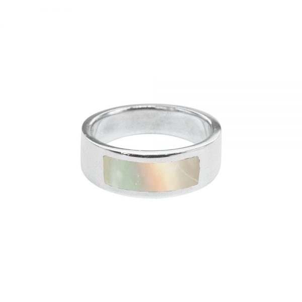 White Gold Mother of Pearl Band Ring