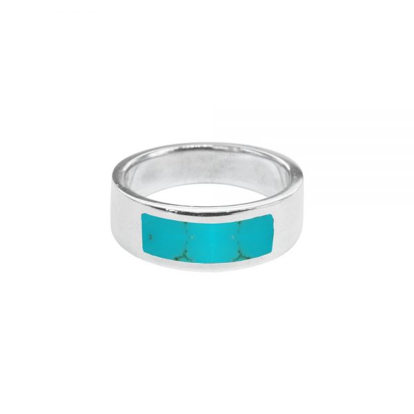 White Gold Turquoise Band Ring