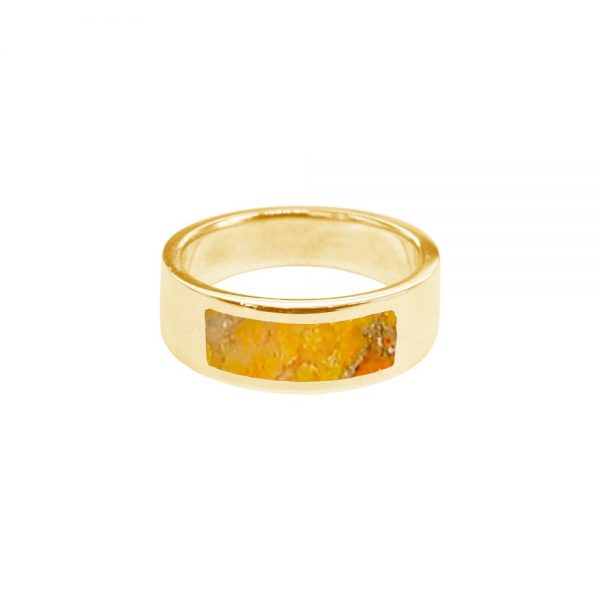 Yellow Gold Bumblebee Jasper Band Ring