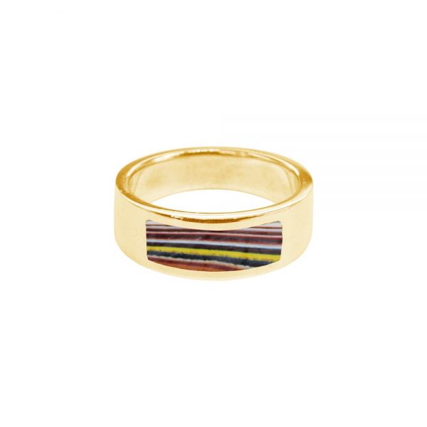 Yellow Gold Fordite Band Ring
