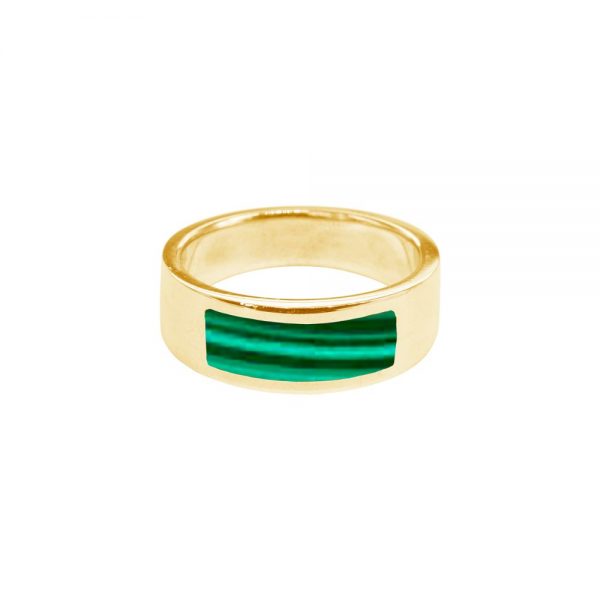 Yellow Gold Malachite Band Ring