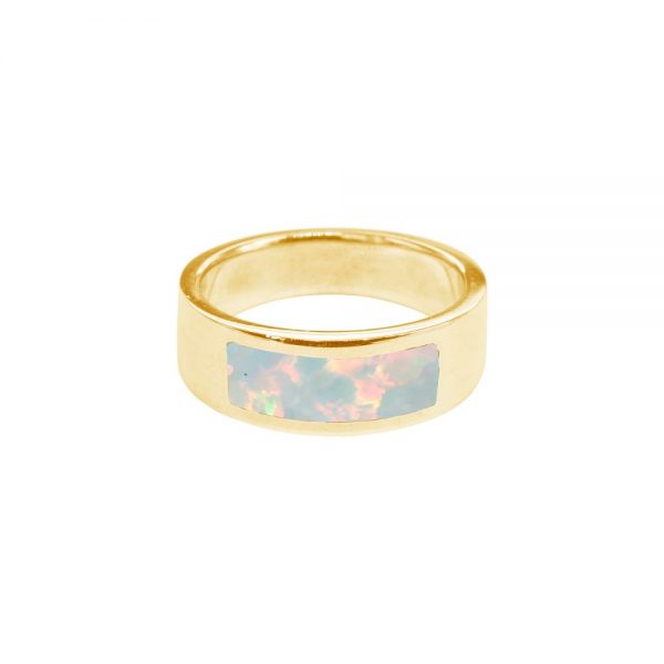 Yellow gold Opalite Sun Ice Band Ring