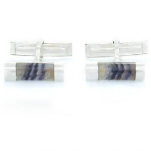 Tube Shaped Cufflinks in silver with blue john