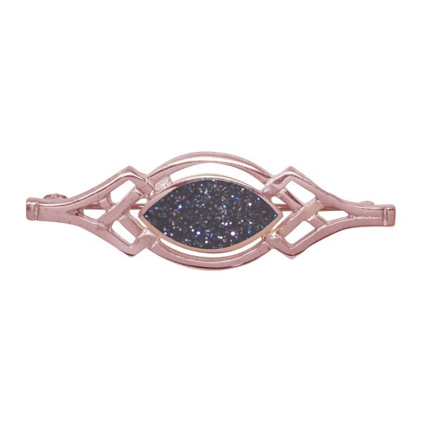 Rose Gold Blue Goldstone Celtic Brooch