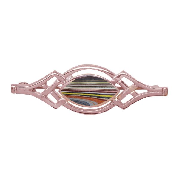 Rose Gold Fordite Celtic Brooch