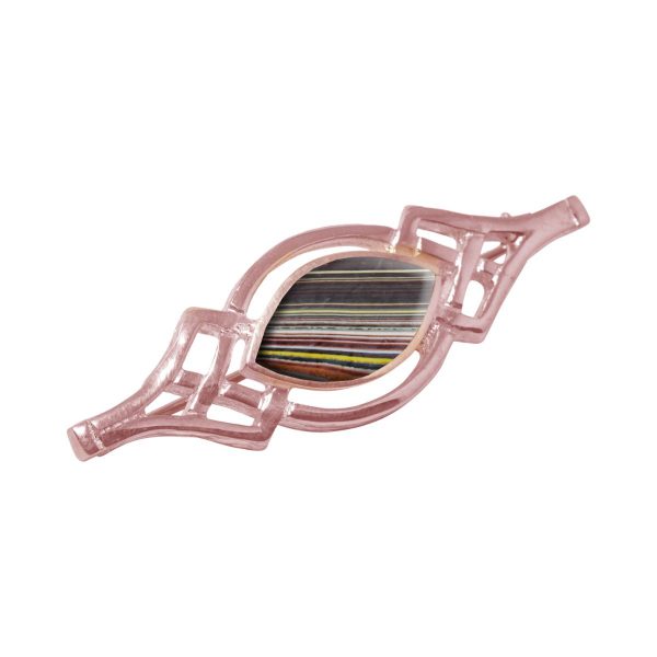 Rose Gold Fordite Celtic Brooch