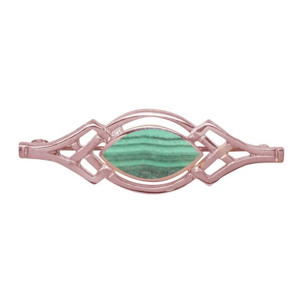 Rose Gold Malachite Celtic Brooch