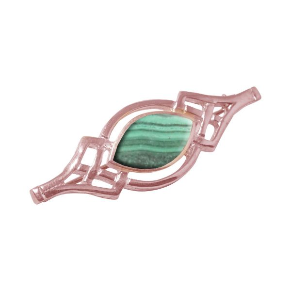 Rose Gold Malachite Celtic Brooch