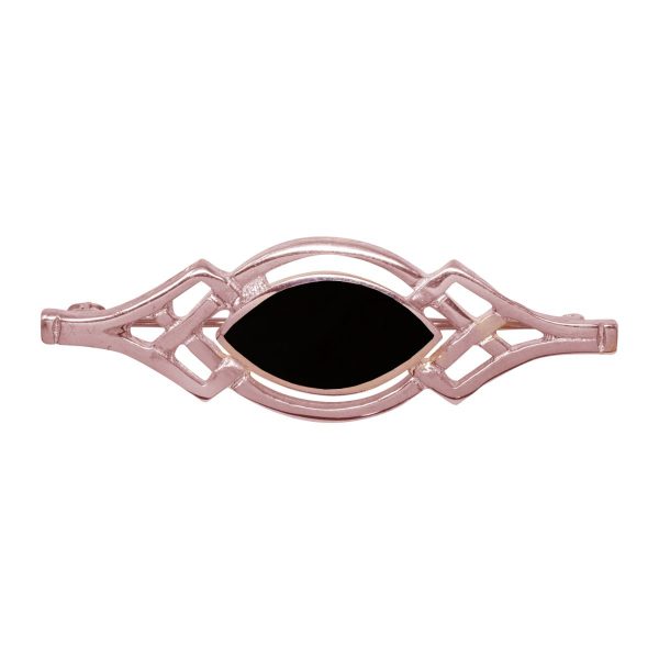 Rose Gold Whitby Jet Celtic Brooch