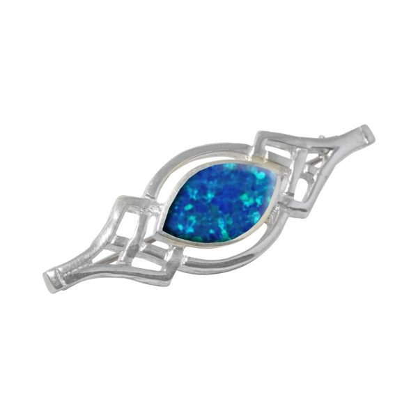 Silver Opalite Cobalt Blue Celtic Brooch