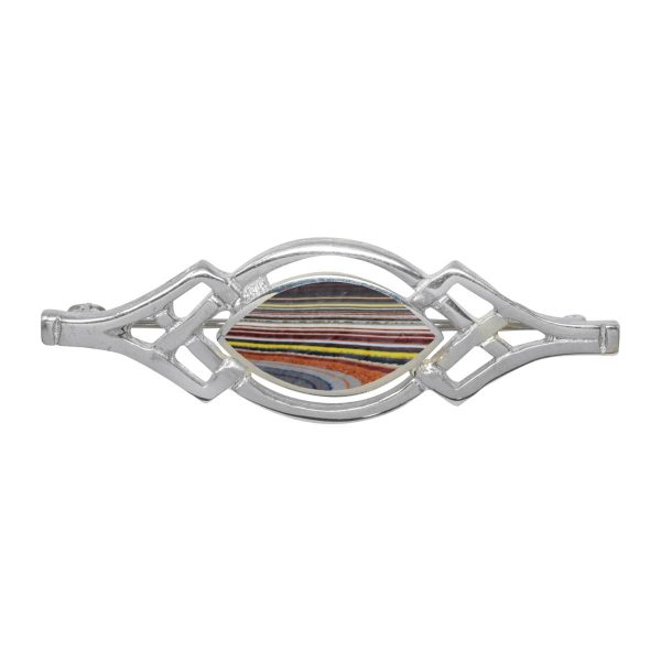 Silver Fordite Celtic Brooch