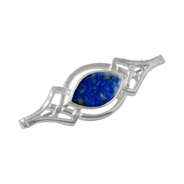 Silver Lapis Celtic Brooch