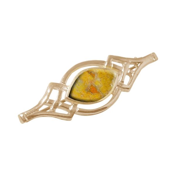 Yellow Gold Bumblebee Jasper Celtic Brooch