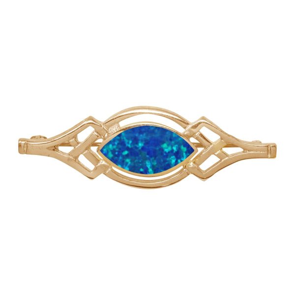 Yellow Gold Opalite Cobalt Blue Celtic Brooch