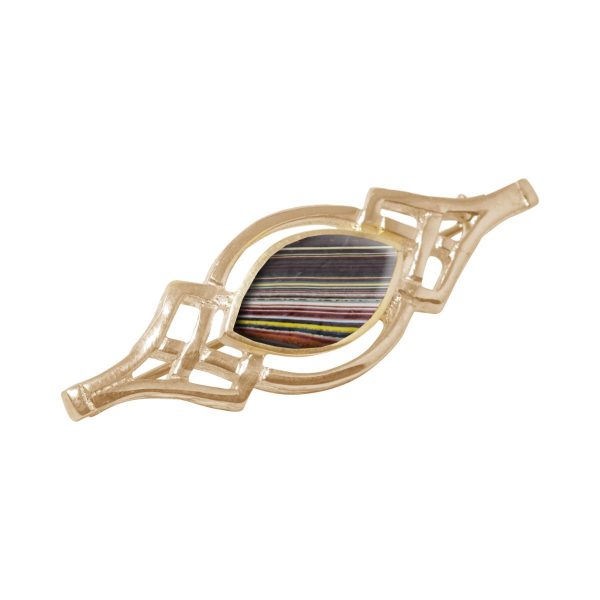 Yellow Gold Fordite Celtic Brooch