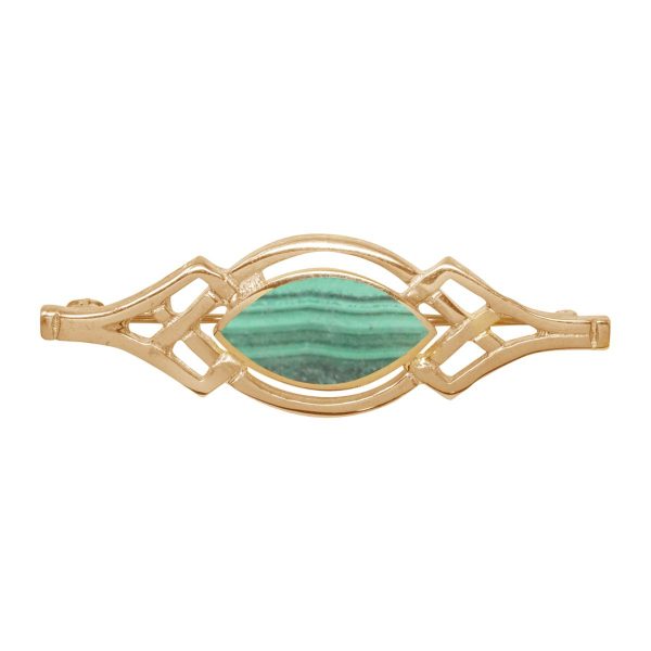 Yellow Gold Malachite Celtic Brooch