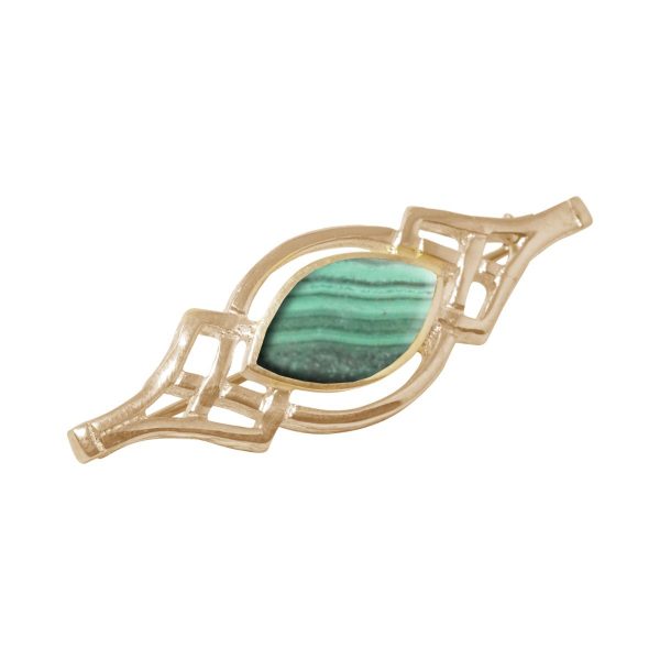 Yellow Gold Malachite Celtic Brooch