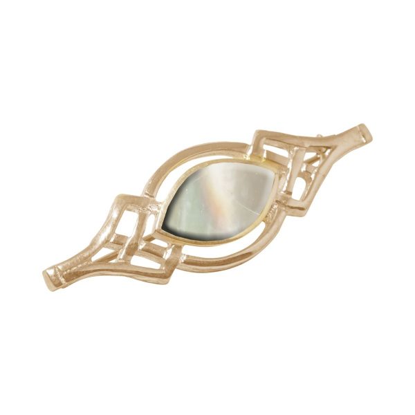 Yellow Gold Mother of Pearl Celtic Brooch